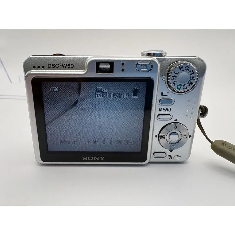Sony Cyber-shot DSC W50 6.0MP Silver Digital Camera Bundle For Parts Not Working